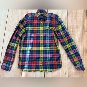 Men’s lipson sport Size medium plaid colorful button-down shirt Canada Canadian